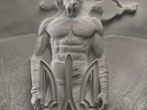 Picture of a Cossack with a trident Ukraine for a CNC machine 3D print model 3D Print Model