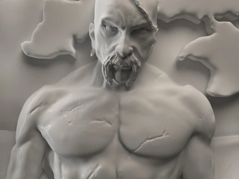 Picture of a Cossack with a trident Ukraine for a CNC machine 3D print model 3D Print Model