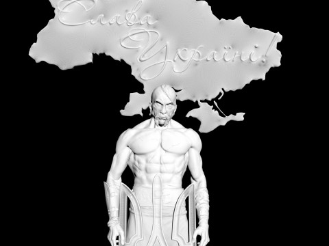 Picture of a Cossack with a trident Ukraine for a CNC machine 3D print model Modelo de Impressão 3D