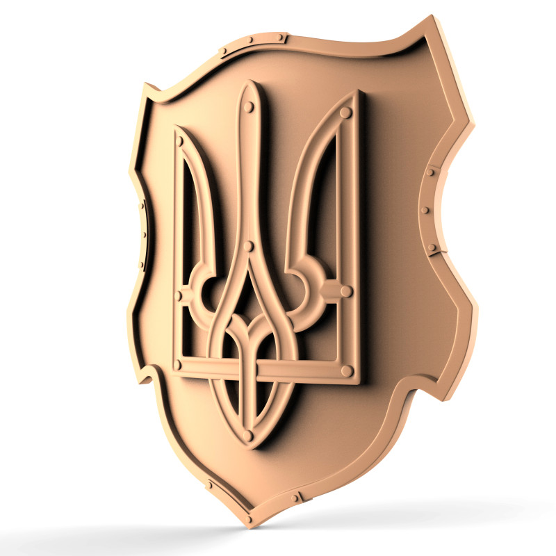 Shield of a warrior with a trident for cnc and 3d printing 3D Print Model .c4d .max .obj .3ds .fbx .stl .blend 