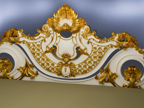 Baroque style bed with golden stucco 3D Модель