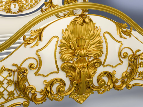 Baroque style bed with golden stucco 3D Модель