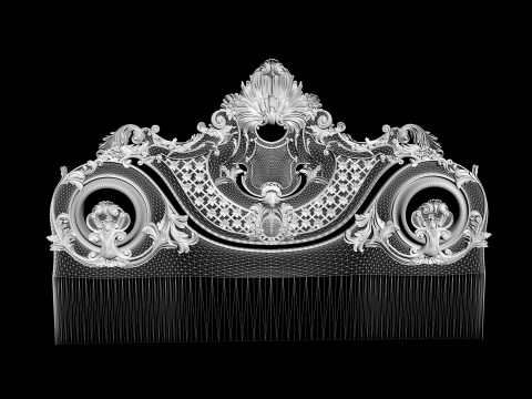 Baroque style bed with golden stucco 3D Модель