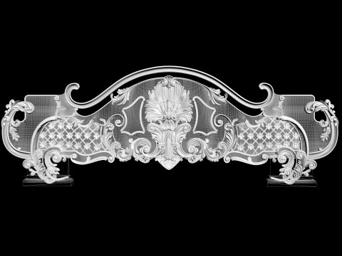 Baroque style bed with golden stucco 3D Модель