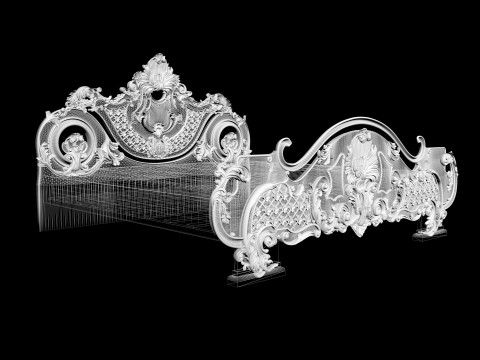 Baroque style bed with golden stucco 3D Модель