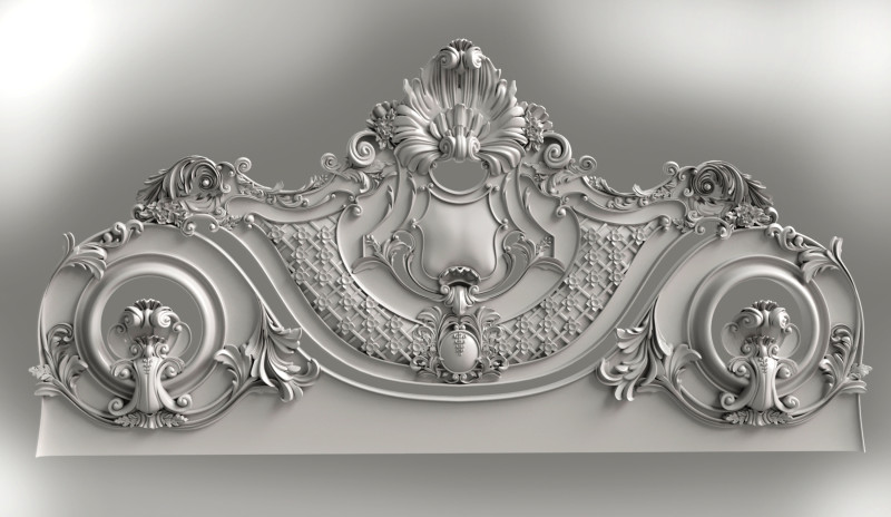 Baroque headboard for engraving on a CNC machine 3D Print Model .c4d .max .obj .3ds .fbx .stl .blend 