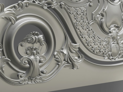 Baroque headboard for engraving on a CNC machine 3D Print Model
