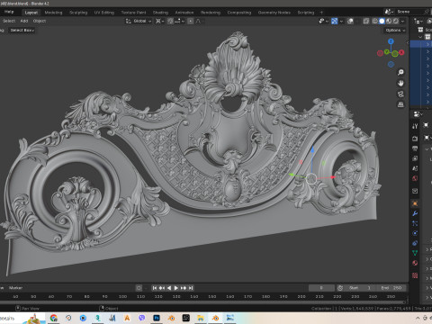 Baroque headboard for engraving on a CNC machine 3D Print Model