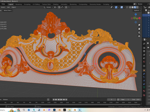Baroque headboard for engraving on a CNC machine 3D Print Model