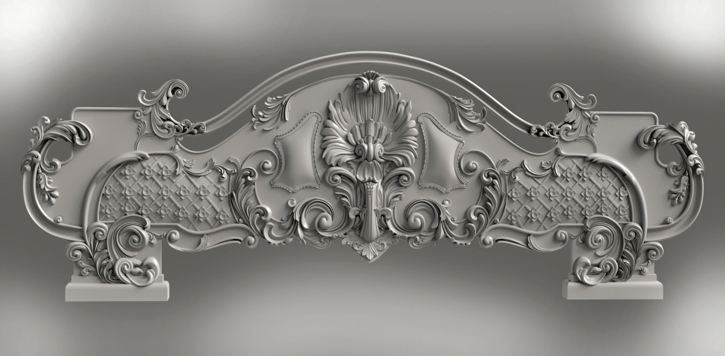 Baroque headboard for engraving on a CNC machine 3D Print Model .c4d .max .obj .3ds .fbx .stl .blend 