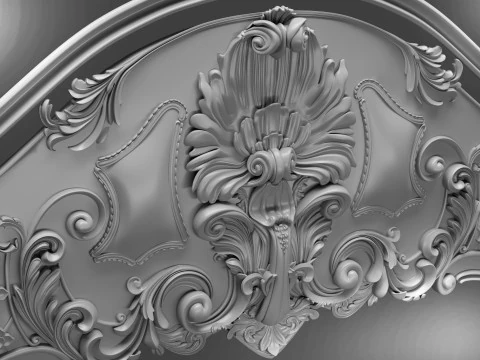 Baroque headboard for engraving on a CNC machine 3D Print Model