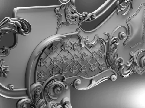 Baroque headboard for engraving on a CNC machine 3D Print Model