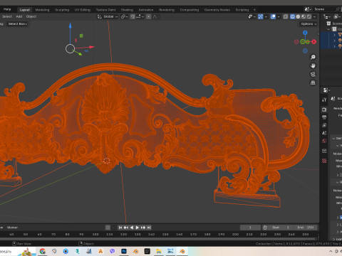 Baroque headboard for engraving on a CNC machine 3D Print Model