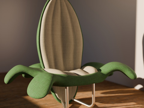 A soft chair in a floral style with petals Model 3D