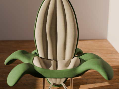 A soft chair in a floral style with petals Model 3D