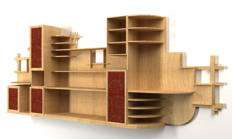 Wooden wardrobe in the living room Model 3D .c4d .max .obj .3ds .fbx .stl .blend 