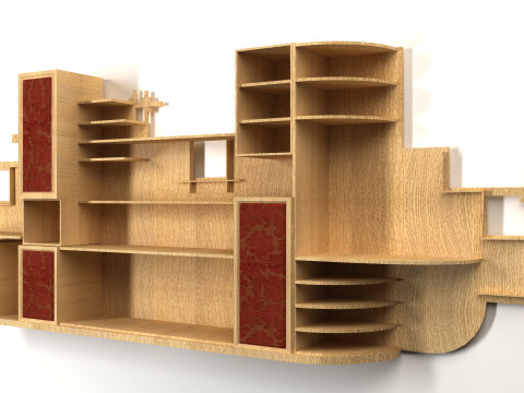 Wooden wardrobe in the living room 3D Модель