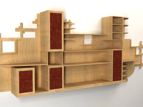 Wooden wardrobe in the living room 3D Model