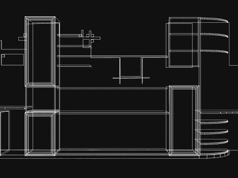 Wooden wardrobe in the living room 3D Model