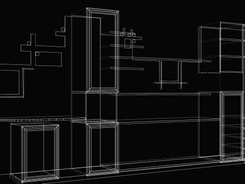 Wooden wardrobe in the living room 3D Model