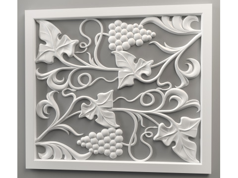 stl doors with leaves and grapes for CNC router 3D Print Model