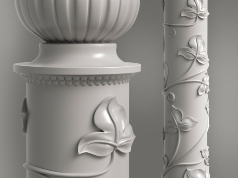 Baluster Column with leaves for cnc milling 3D प्रिंट मॉडल