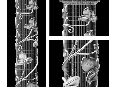 Baluster Column with leaves for cnc milling 3D प्रिंट मॉडल