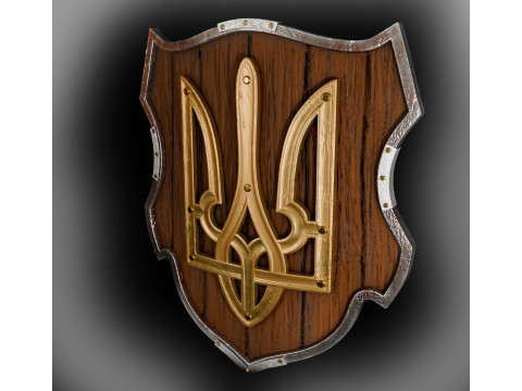 Shield of a warrior with a trident made of gold Modèle 3D