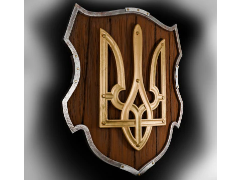 Shield of a warrior with a trident made of gold 3D Model