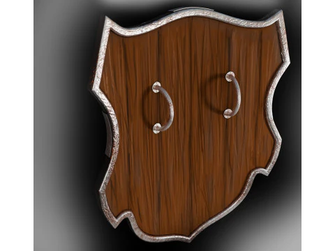 Shield of a warrior with a trident made of gold 3D Model