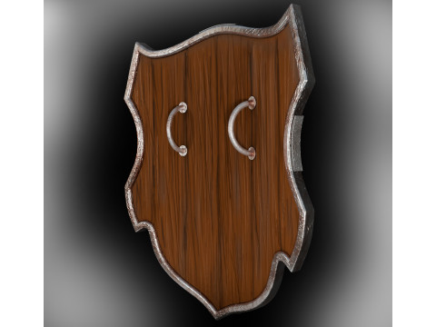 Shield of a warrior with a trident made of gold Modèle 3D