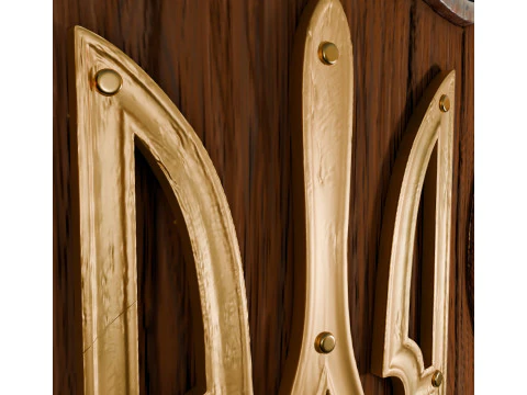 Shield of a warrior with a trident made of gold 3D Model