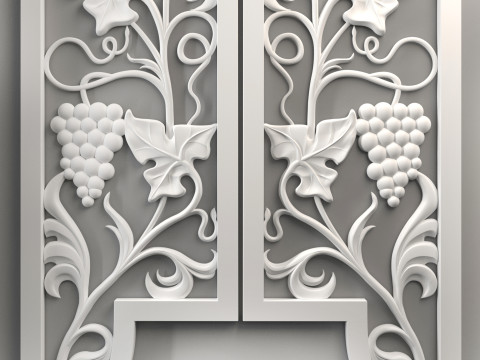 Decorative doors with leaves and grapes for CNC router 3Dプリントモデル