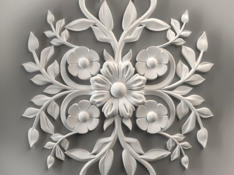 Wall decor flowers with leaves for milling CNC machines model 3D print 3D Принт Модель