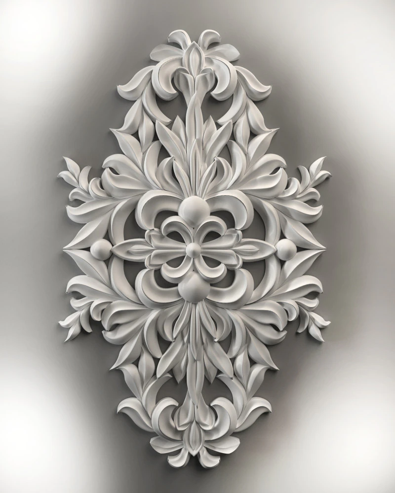 Настенный декор цветы с листьями для фрезерных станков с ЧПУ 3D модель для печати 3D Принт Модель .c4d .max .obj .3ds .fbx .stl .blend 
