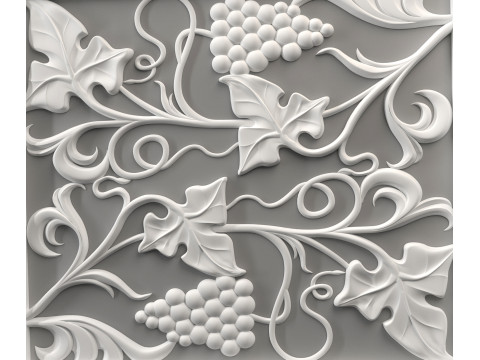 Doors with leaves and grapes for CNC router Free 3D print model 3D Print Model