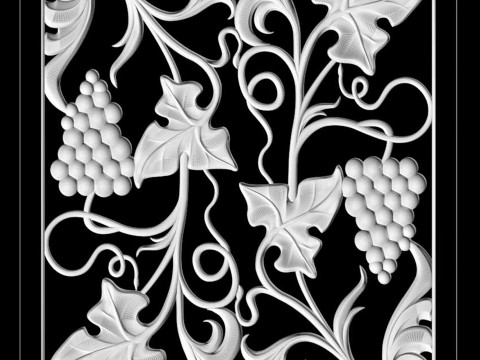 Doors with leaves and grapes for CNC router Free 3D print model 3D Print Model