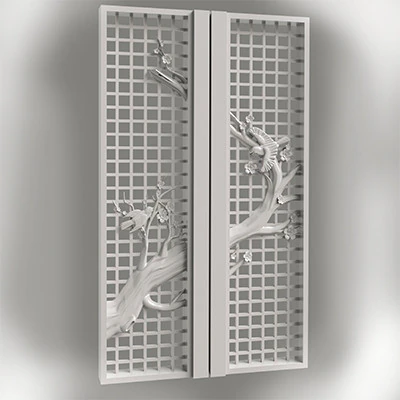 Door cherry blossoms and birds for CNC router 3D print model 3D Print Model .c4d .max .obj .3ds .fbx .stl .blend 