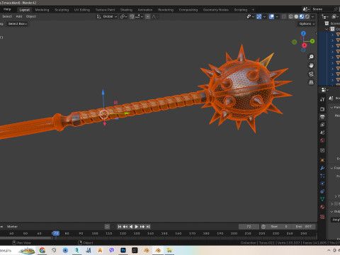 Battle mace high-poly model for 3D printing and CNC machines Model Cetak 3D