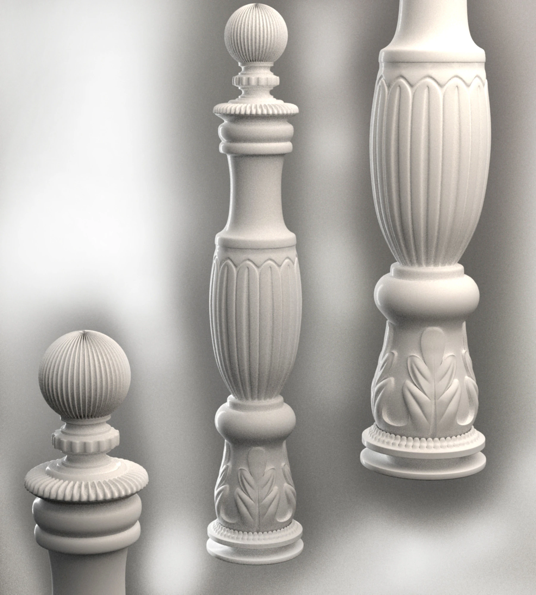 Baluster Column with leaves for cnc milling 3D print model 3D Print Model .c4d .max .obj .3ds .fbx .stl .blend 