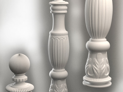 Baluster Column with leaves for cnc milling 3D print model 3D Print Model