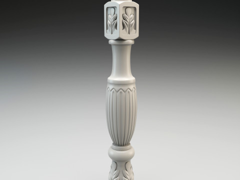 Baluster Column with leaves for cnc milling 3D print model 3D Print Model