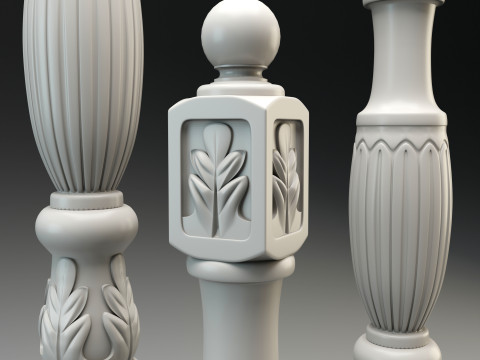 Baluster Column with leaves for cnc milling 3D print model 3D Print Model