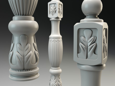 Baluster Column with leaves for cnc milling 3D print model 3D Print Model