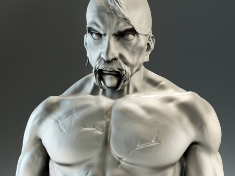 Cossack with mace and shield with trident for 3D printing Modello di stampa 3D