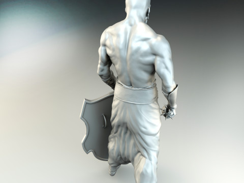 Cossack with mace and shield with trident for 3D printing Modello di stampa 3D