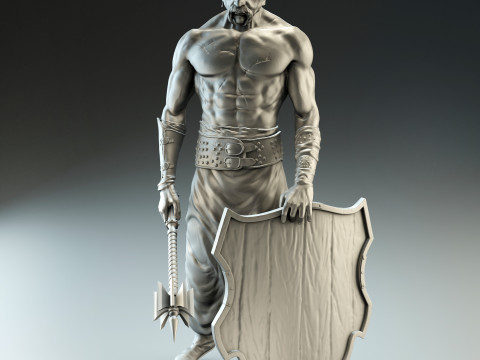 Cossack warrior with mace and shield for CNC 3D print model 3D Print Model