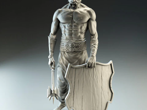Cossack warrior with mace and shield for CNC 3D print model 3D Print Model