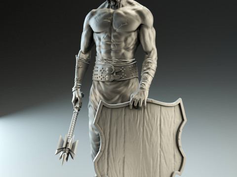 Cossack warrior with mace and shield for CNC 3D print model 3D Print Model