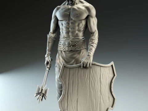 Cossack warrior with mace and shield for CNC 3D print model 3D Print Model
